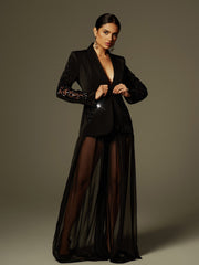 Leonardo Rhinestone Mesh Blazer Set