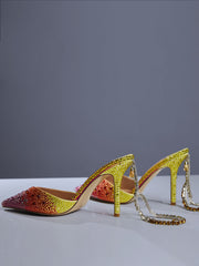Lyre Fringe Crystal Heels