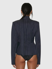 Lyren Plunge Neck Stripe Scarf Blazer