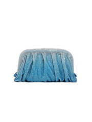 Marigold Ruched Crystal Clutch In Blue