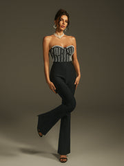 Marika Strapless Pearl Bandage Jumpsuit