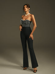 Marika Strapless Pearl Bandage Jumpsuit