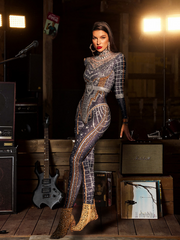 Micaela Printed Rhinestone Jumpsuit