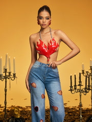 Naldrix Halterneck Flame Armor Top