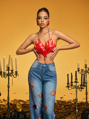 Naldrix Halterneck Flame Armor Top