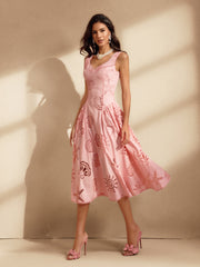 Nawra Sleeveless Cutout Embroidered Midi Dress