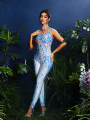 Nero Seashell Rhinestone Jumpsuit In Multi