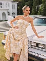 Nyviera Strapless Flower Midi Dress