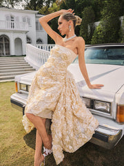 Nyviera Strapless Flower Midi Dress