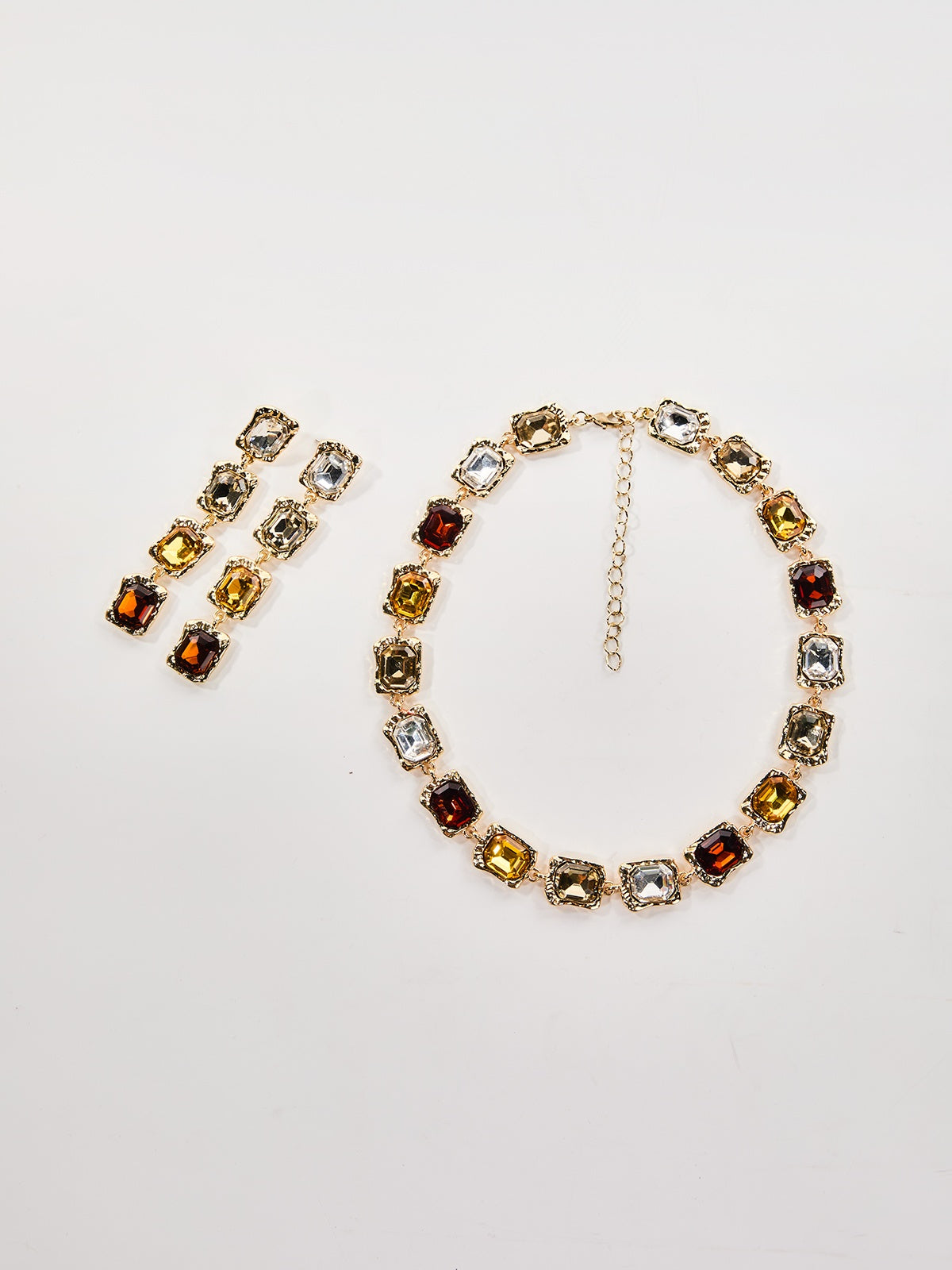 Oaelara Crystal Square Necklace Set