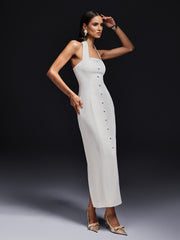 Ogen Halterneck Button Maxi Dress