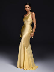 Olai One Shoulder Satin Maxi Dress
