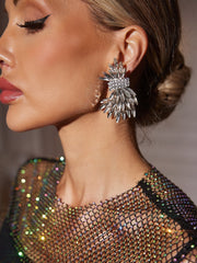 Olthris Rhinestone Earrings In Silver