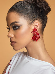 Olthris Rhinestone Earrings In Red