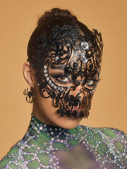 Olyxra Rhinestone Metallic Mask