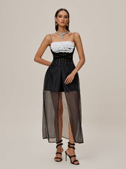 Onofre Spaghetti Mesh Split Maxi Dress