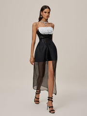 Onofre Spaghetti Mesh Split Maxi Dress