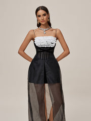 Onofre Spaghetti Mesh Split Maxi Dress
