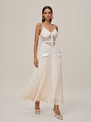 Onur Spaghetti Lace Button Maxi Dress