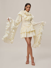 Oracion Bell Sleeve Ruffle Tiered Skirt Set