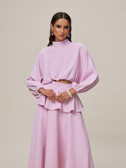 Orella High Neck Ruffle Skirt Set