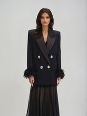 Ovadia V Neck Feather Blazer
