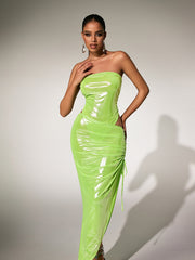 Paquita Strapless Skirt Set In Green