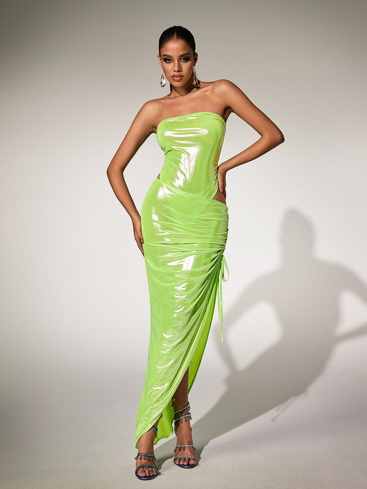 Paquita Strapless Skirt Set In Green