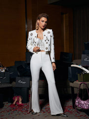 Parvati Embellished Blazer Set In White