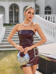 Phyxira Strapless Sequin Mini Dress