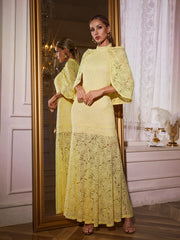 Qaldor Cape Floral Embroidered Maxi Dress