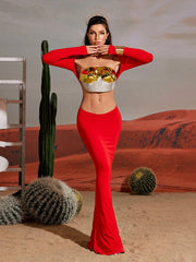 Quill Rhinestone Armor Top In Gold