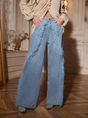 Qyrax Feather Trimmed Jeans