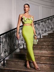 Rajiv Flower Bandage Skirt Set