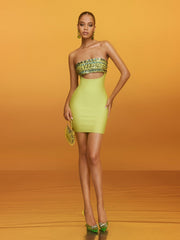 Reviancy Strapless Crystal Cutout Bandage Mini Dress