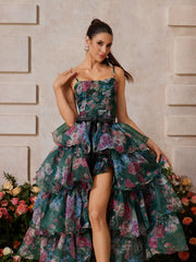 Rhyveth Spaghetti Floral Printed Skirt Set