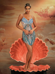 Roswitha Spaghetti Rhinestone Mini Dress In Blue