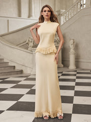 Saldrex Sleeveless Fringe Skirt Set