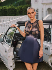 Syvanna Sleeveless Cutout Satin Skirt Set