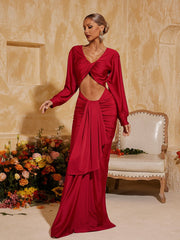 Terrell Long Sleeve Twisted Cutout Maxi Dress