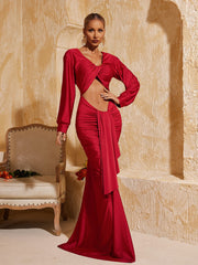 Terrell Long Sleeve Twisted Cutout Maxi Dress