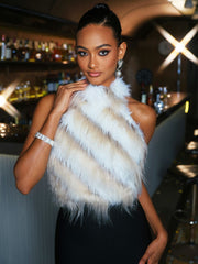 Thara Backless Faux Fur Top