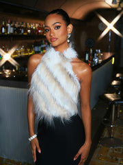 Thara Backless Faux Fur Top