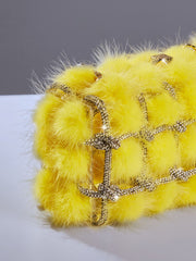 Tristano Faux Fur Crystal Bag