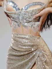 Tyanne Strapless Sequin Ruched Skirt Set