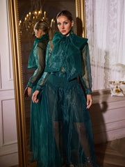 Uaelyvira Bow Mesh Skirt Set