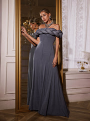 Ualdrex Off Shoulder Twisted Maxi Dress