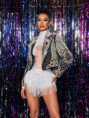 Uyxandor Long Sleeve Embellished Blazer