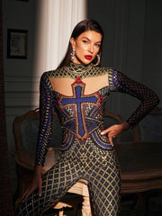 Venetia Printed Rhinestone Jumpsuit