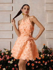 Xyrndis Backless Flower Mini Dress